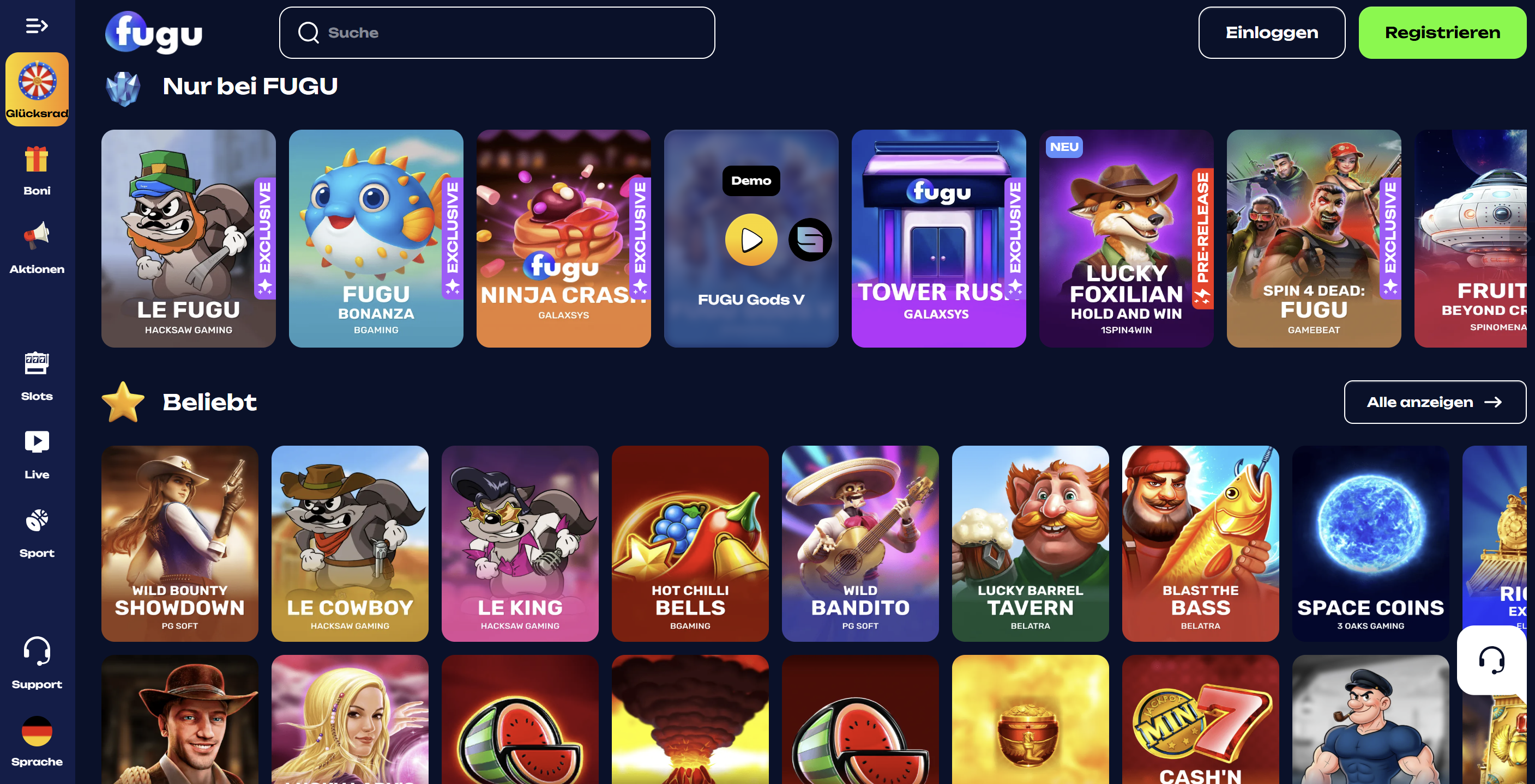 Fugu Casino Spielelobby